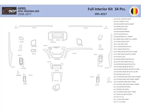 Opel Insignia 2008-2013 Interior WHZ Dashboard trim kit 34 Parts - 1 - Interior Dash Trim Kit