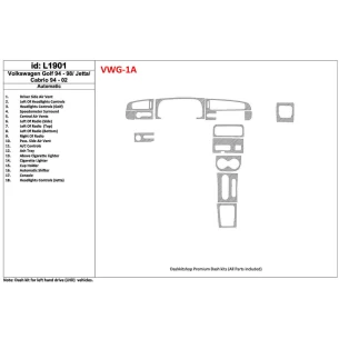 Volkswagen Cabrio 1994-2002 Automatic Gearbox, 18 Parts set Interior BD Dash Trim Kit 2
