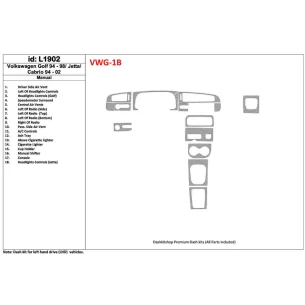 Volkswagen Cabrio 1994-2002 Manual Gearbox, 18 Parts set Interior BD Dash Trim Kit 2