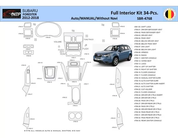 Subaru Forester 2012-2018 Interior WHZ Dashboard trim kit 34 Parts - 1 - Interior Dash Trim Kit