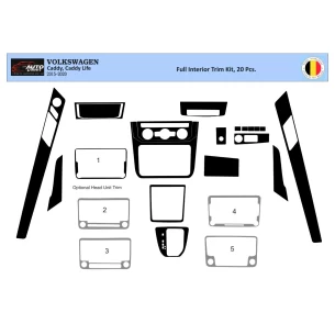 Volkswagen Caddy 09.2015 3D Interior Dashboard Trim Kit Dash Trim Dekor 20-Parts 2