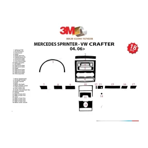 Volkswagen Crafter 04.2006 3D Interior Dashboard Trim Kit Dash Trim Dekor 18-Parts 2