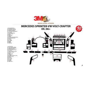 Volkswagen Crafter 04.2006 3D Interior Dashboard Trim Kit Dash Trim Dekor 40-Parts 2