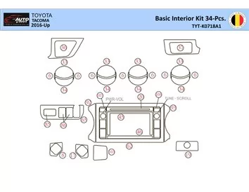 Toyota Tacoma 2016-2021 Interior WHZ Dashboard trim kit 34 Parts - 1 - Interior Dash Trim Kit