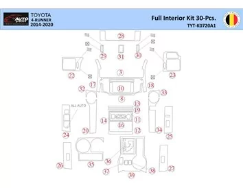Toyota 4Runner 2014 Interior WHZ Dashboard trim kit 30 Parts - 1 - Interior Dash Trim Kit