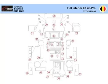 Toyota 4Runner 2014 Interior WHZ Dashboard trim kit 40 Parts - 1 - Interior Dash Trim Kit