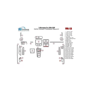 Volkswagen EOS 2006-2009 Full Set, Automatic Gearbox, Aircondition Interior BD Dash Trim Kit