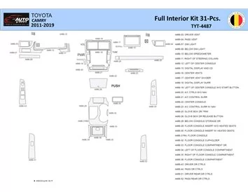 Toyota Camry 2011-2019 Interior WHZ Dashboard trim kit 31 Parts - 1 - Interior Dash Trim Kit