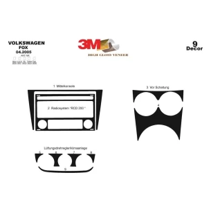 Volkswagen Fox 09.2005 3D Interior Dashboard Trim Kit Dash Trim Dekor 9-Parts 2
