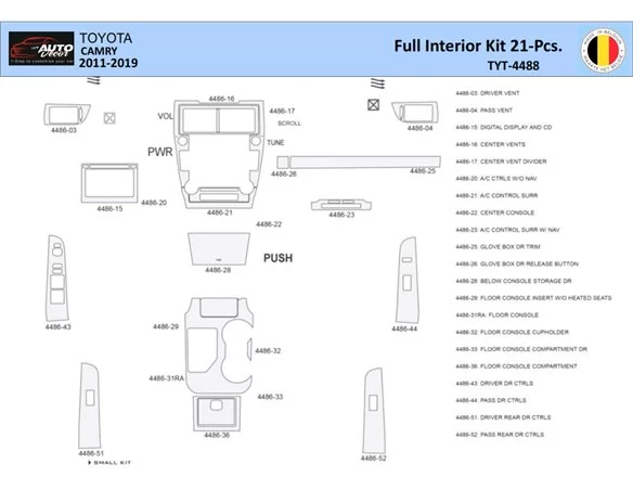 Toyota Camry 2011-2019 Interior WHZ Dashboard trim kit 21 Parts - 1 - Interior Dash Trim Kit