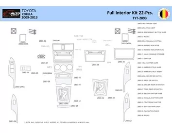 Toyota Corolla 2009 Interior WHZ Dashboard trim kit 22 Parts - 1 - Interior Dash Trim Kit