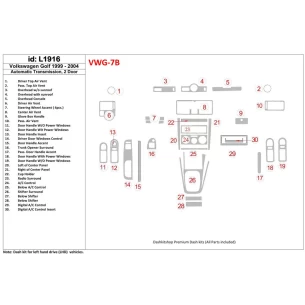 Volkswagen Golf 1999-2004 2 Doors, Automatic Gear Interior BD Dash Trim Kit 2