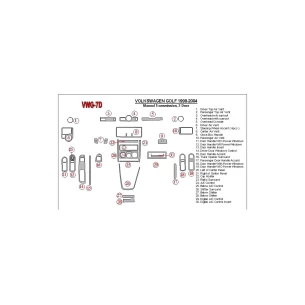 Volkswagen Golf 1999-2004 2 Doors, with glowe-box, 26 Parts set Interior BD Dash Trim Kit