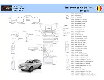 Toyota Highlander 2008-2013 Interior WHZ Dashboard trim kit 34 Parts - 1 - Interior Dash Trim Kit