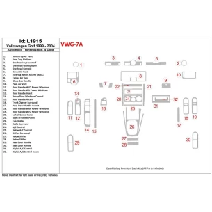 Volkswagen Golf 1999-2004 4 Doors, Automatic Gear Interior BD Dash Trim Kit 2