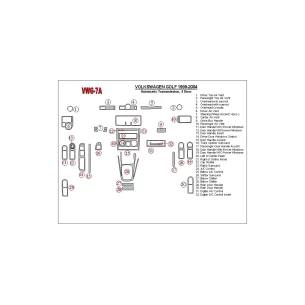 Volkswagen Golf 1999-2004 4 Doors, Automatic Gear Interior BD Dash Trim Kit