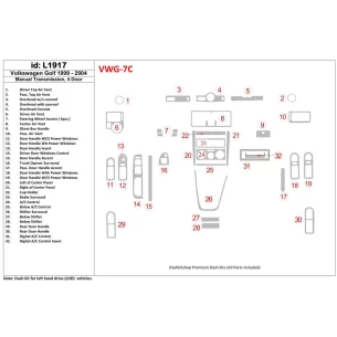 Volkswagen Golf 1999-2004 4 Doors, Manual Gear Box Interior BD Dash Trim Kit 2
