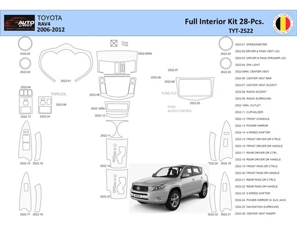 Toyota Rav4 2006 Interior WHZ Dashboard trim kit 28 Parts - 1 - Interior Dash Trim Kit
