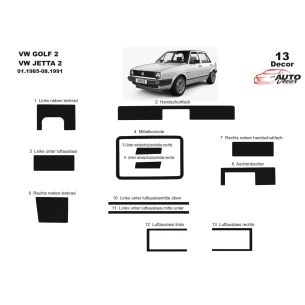 Volkswagen Golf II Jetta II 01.85-07.91 3D Interior Dashboard Trim Kit Dash Trim Dekor 13-Parts 2