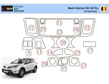 Toyota RAV4 2015 Interior WHZ Dashboard trim kit 16 Parts - 1 - Interior Dash Trim Kit