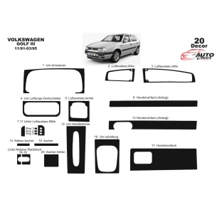 Volkswagen Golf III 08.91-03.95 3D Interior Dashboard Trim Kit Dash Trim Dekor 20-Parts 2