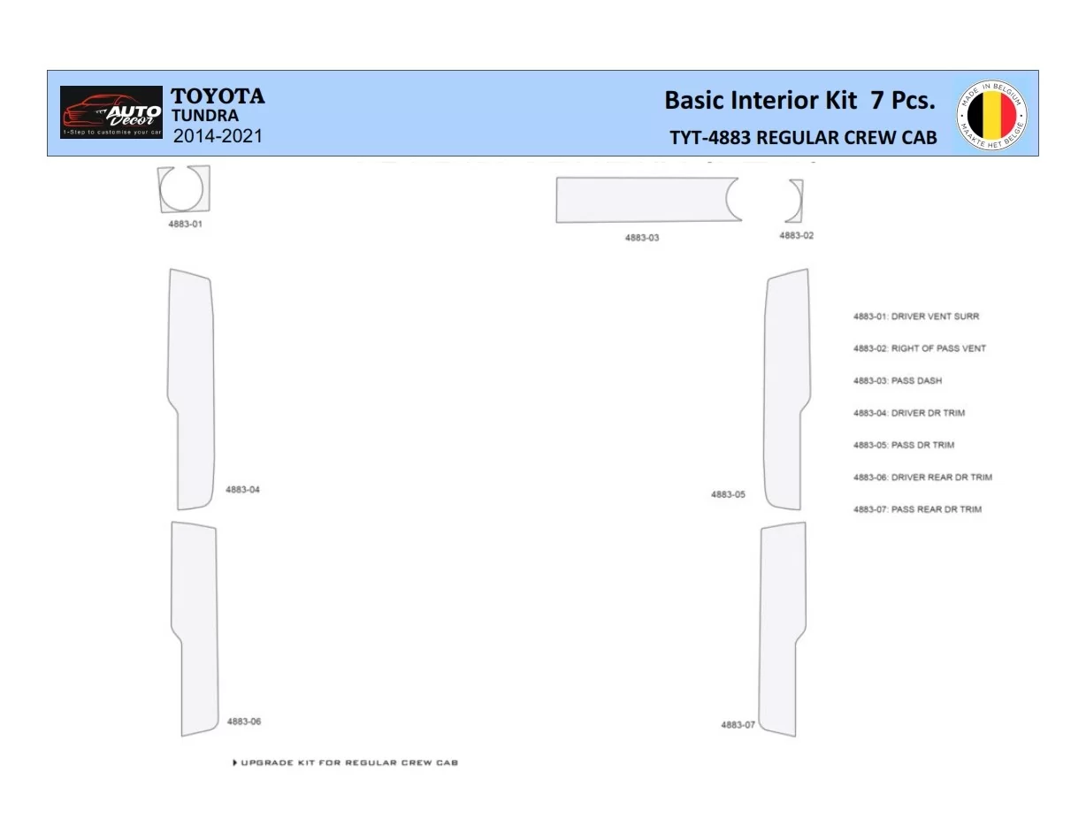 Toyota Tundra 2014-2021 Interior WHZ Dashboard trim kit 7 Parts - 1 - Interior Dash Trim Kit