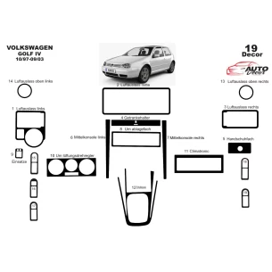 Volkswagen Golf IV 10.97-09.03 3D Interior Dashboard Trim Kit Dash Trim Dekor 19-Parts 2