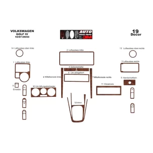 Volkswagen Golf IV 10.97-09.03 3D Interior Dashboard Trim Kit Dash Trim Dekor 19-Parts