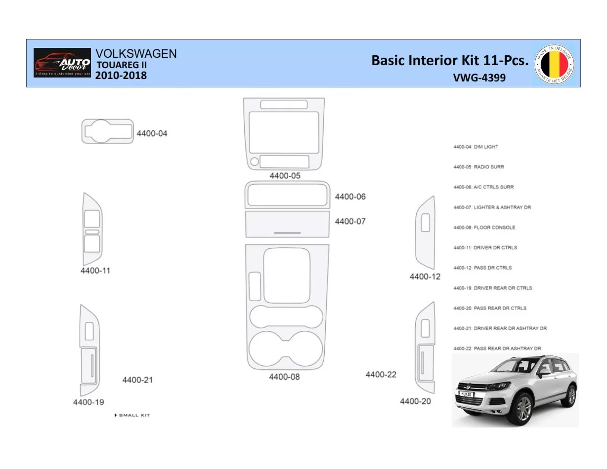 Volkswagen Touareg II 2010-2018 Interior WHZ Dashboard trim kit 11 Parts - 1 - Interior Dash Trim Kit