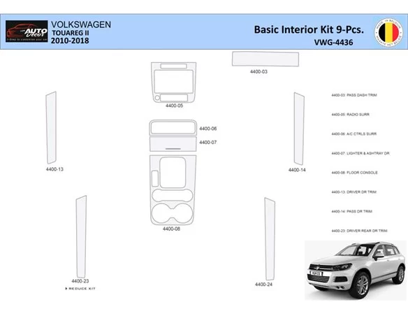 Volkswagen Touareg II 2010-2018 Interior WHZ Dashboard trim kit 9 Parts - 1 - Interior Dash Trim Kit