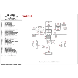 Volkswagen Golf V 2006-UP Automatic Gearbox A/C Control Interior BD Dash Trim Kit 2