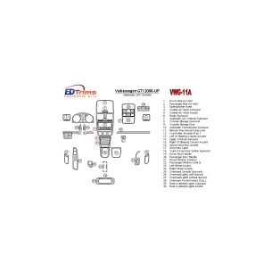 Volkswagen Golf V 2006-UP Automatic Gearbox A/C Control Interior BD Dash Trim Kit