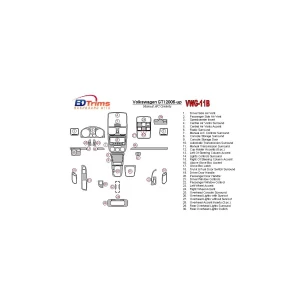 Volkswagen Golf V GTI 2006-UP Manual Gearbox A/C Control Interior BD Dash Trim Kit