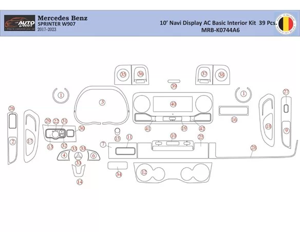 Mercedes Sprinter W907 Interior WHZ Dashboard trim kit 39 Parts - 1 - Interior Dash Trim Kit