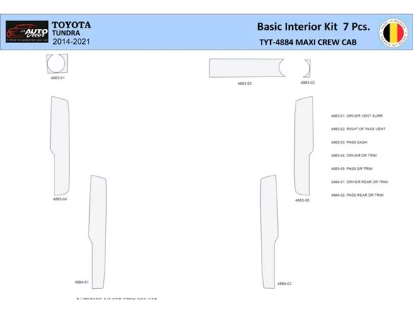 Toyota Tundra 2014-2021 Interior WHZ Dashboard trim kit 7 Parts - 1 - Interior Dash Trim Kit