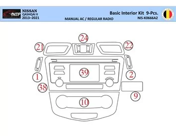Nissan Qashqai 2018 Interior WHZ Dashboard trim kit 9 Parts - 1 - Interior Dash Trim Kit