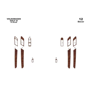Volkswagen Golf VI Doors 09.2008 3D Interior Dashboard Trim Kit Dash Trim Dekor 12-Parts