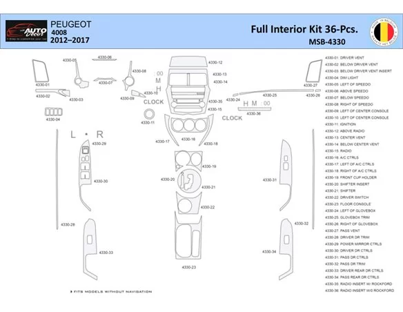 Peugeot 4008 2012-2017 Interior WHZ Dashboard trim kit 36 Parts - 1 - Interior Dash Trim Kit