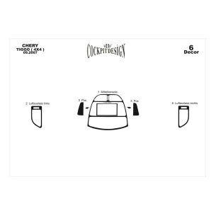 Chery Tiggo 4x4 09.2007 3D Interior Dashboard Trim Kit Dash Trim Dekor 6-Parts