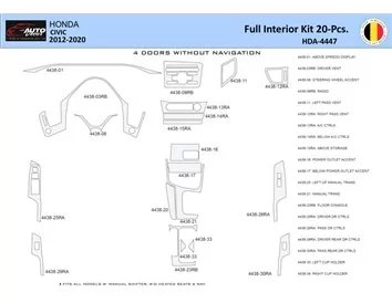 Honda Civic X 2012-2015 Interior WHZ Dashboard trim kit 20 Parts - 1 - Interior Dash Trim Kit