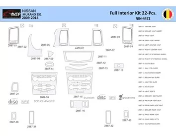Nissan Murano 2011 Interior WHZ Dashboard trim kit 22 Parts - 1 - Interior Dash Trim Kit