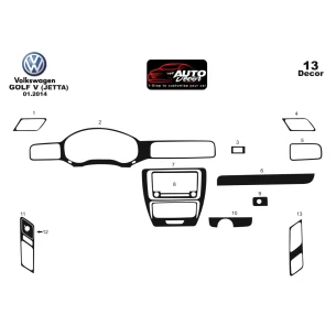 Volkswagen Jetta 01.2010 3D Interior Dashboard Trim Kit Dash Trim Dekor 16-Parts