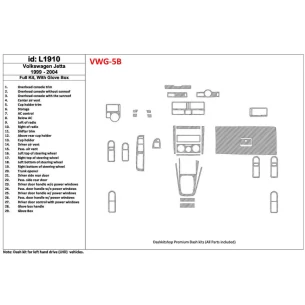 Volkswagen Jetta 1999-2004 Full Set, with glowe-box, 29 Parts set Interior BD Dash Trim Kit 2