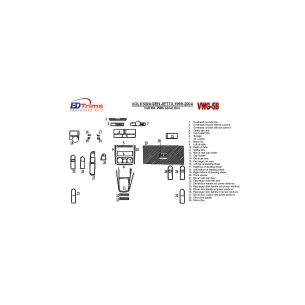 Volkswagen Jetta 1999-2004 Full Set, with glowe-box, 29 Parts set Interior BD Dash Trim Kit