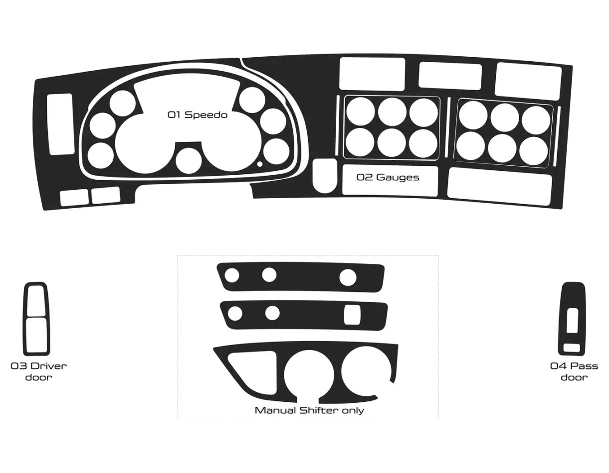 Kenworth T680 Truck- Year 2013-2021 Interior Style Dash trim kit - 1 - Interior Dash Trim Kit