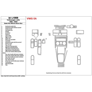 Volkswagen Jetta 1999-2004 Full Set, Without glowe-box, 28 Parts set Interior BD Dash Trim Kit 2
