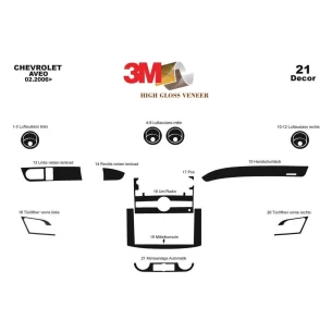 Chevrolet Aveo 02.2006 3D Interior Dashboard Trim Kit Dash Trim Dekor 21-Parts 2
