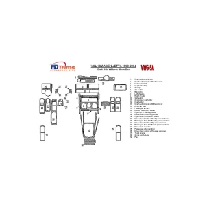 Volkswagen Jetta 1999-2004 Full Set, Without glowe-box, 28 Parts set Interior BD Dash Trim Kit