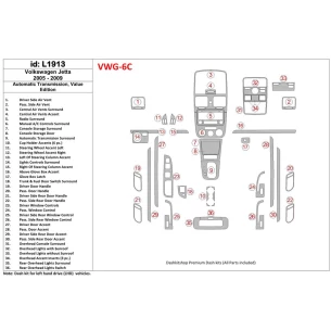Volkswagen Jetta 2005-2009 Automatic Gear, Value Edition Interior BD Dash Trim Kit 2