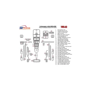 Volkswagen Jetta 2005-2009 Manual Trans, Aircondition Interior BD Dash Trim Kit